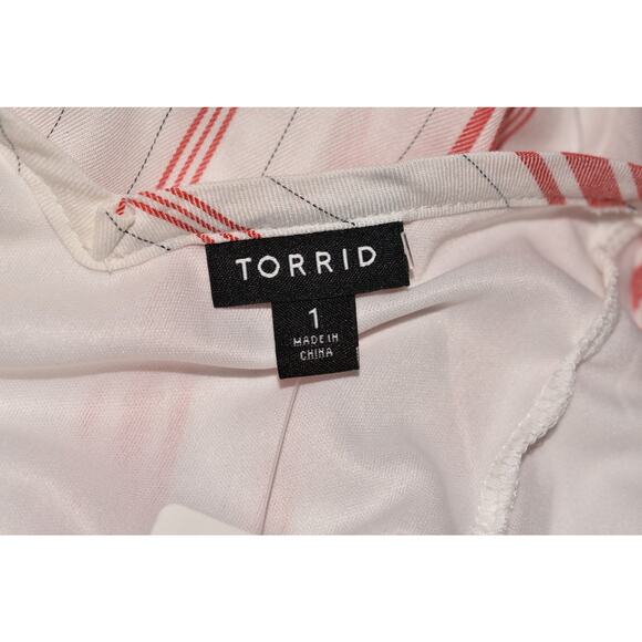 TORRID NEW $90 Red White Stripe Shirred Hem Tie Waist Maxi Dress 1 / 1X - Picture 3 of 3